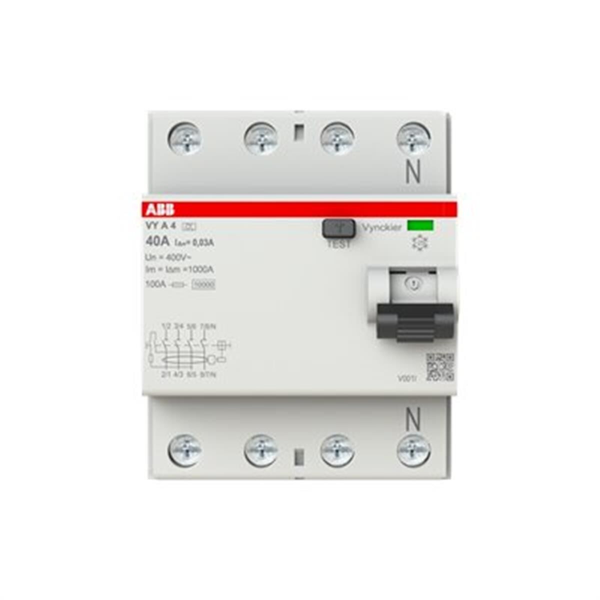 Disjoncteur différentiel ABB 4 pôles 40 A 300 mA type A